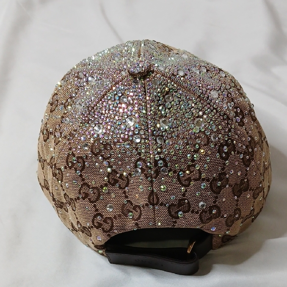 Gucci Tan Monogram Crystal Embellished Hat - Picture 2 of 5